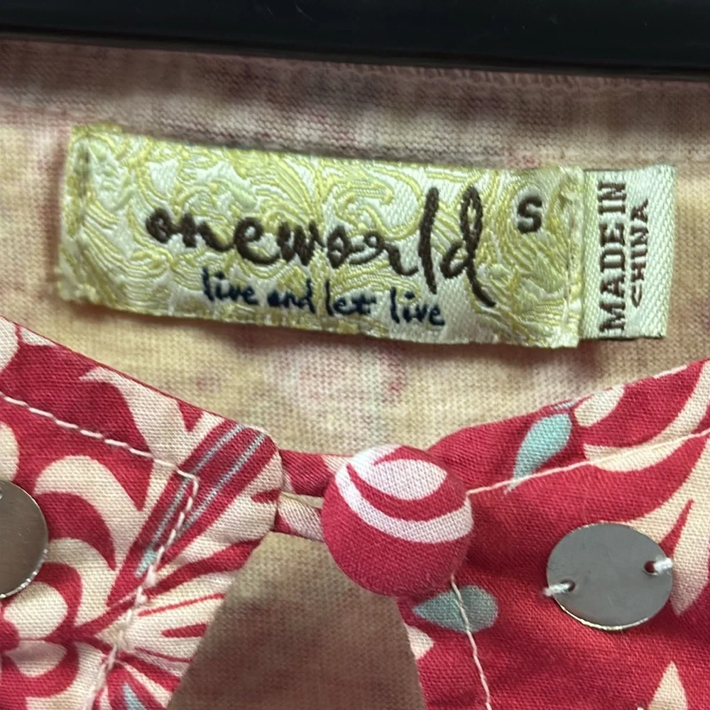 One World Cotton Paisley Print Sleeveless Embellished Tunic Top Blouse Womens S